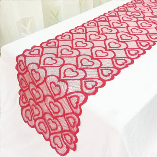Rød julestjerne blonde bordflag 33x183cm