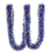 Christmas Tinsel Garland 2m Blue Metallic Twist