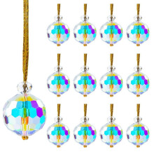 Iridescent Glass Christmas Ball Ornaments 8pcs