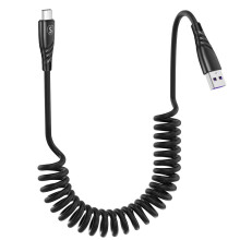 Cavo di ricarica rapida a spirale SiGN da 15 W da USB-A a USB-C per auto - Nero