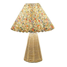 Vintage Wicker Table Lamp with USB Port and Remote Dimming