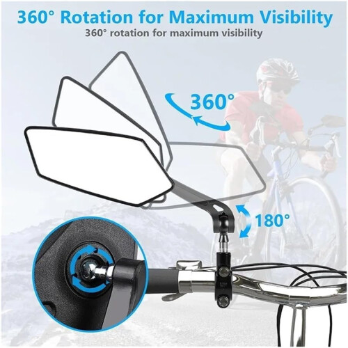 Bicycle Rearview Mirrors 360 Adjustable 22–25mm 2
