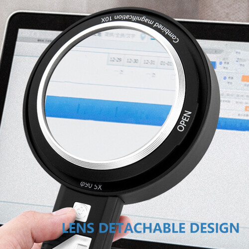 Loupe ergonomique 5X/10X avec 6 LED, 3xAAA 2