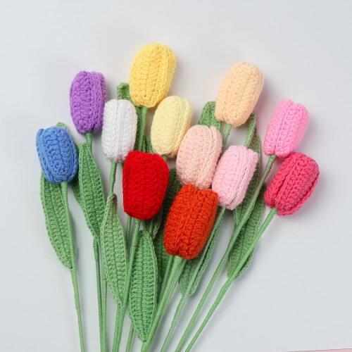 Tulipe au crochet faite main, 42 cm