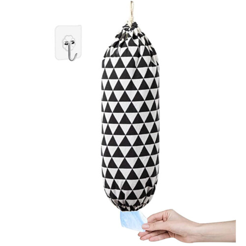Wall-Mounted Grocery Bag Holder – Washable Fabric Storage