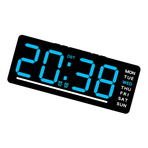 Relógio digital LED, formato 12/24 horas, econômico.