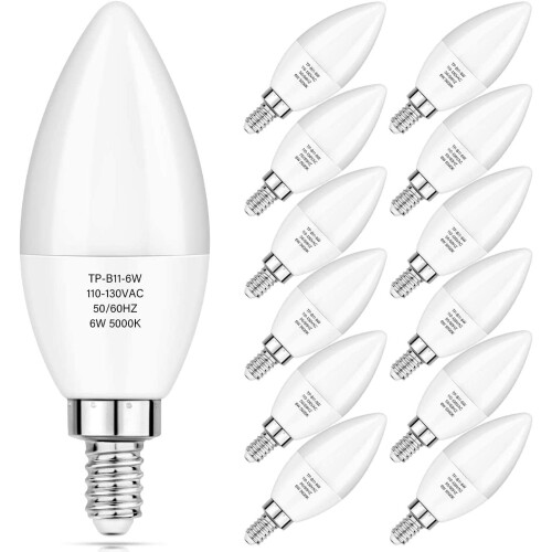 Λαμπτήρες E12Κηροπήγια Ισοδύναμο 60W5000K12-Pack