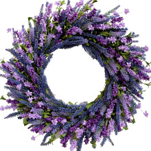 Lila Lavendel-Blumenkranz, 56 cm, rustikaler Landhausstil
