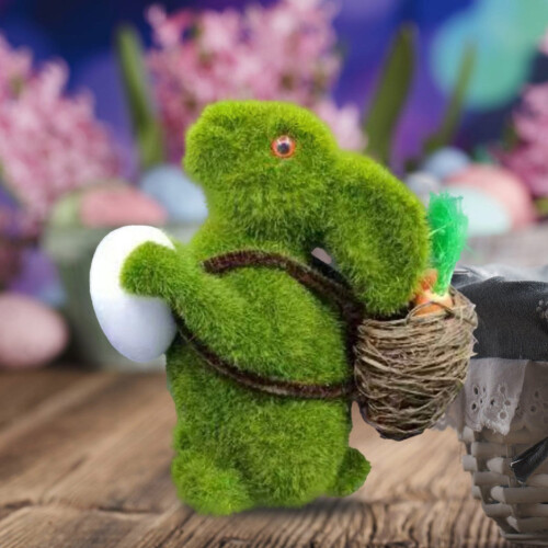 Flocking Easter Bunny Ornament – Moss-Covered Standing