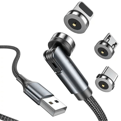 SiGN 3-in-1 360 Magnetkabel Lightning, USB-C, Micro-USB, 2,4 A - Schwarz