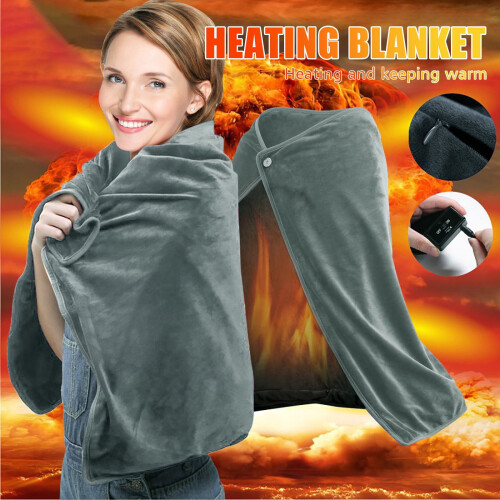 USB Heated Shawl Blanket 100x70cm Grey 1