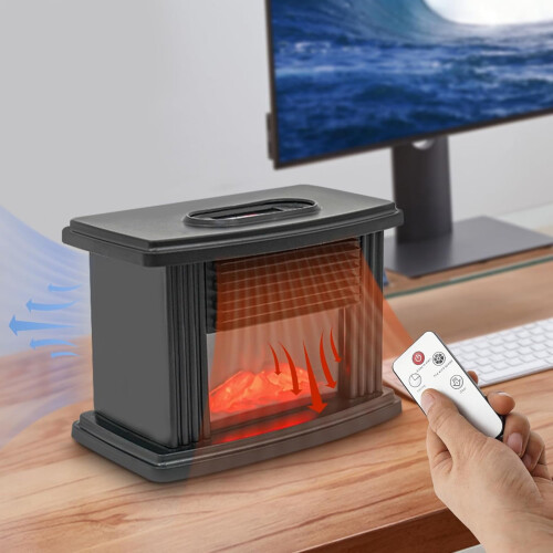 Poêle-cheminée autoportant 1000W Chauffage d'intérieur avec 3D 1