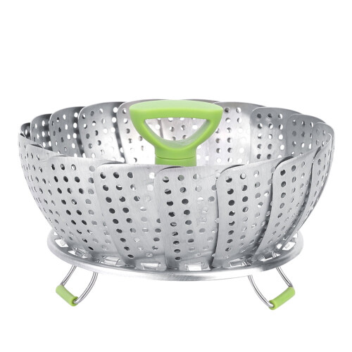 Foldable Stainless Steel Steamer Basket with Handle