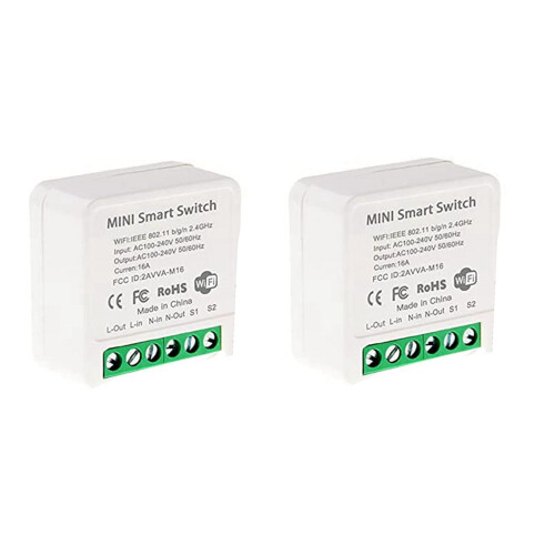 2-Pack Mini WiFi Smart Relay Switch for Tuya/Smart Life