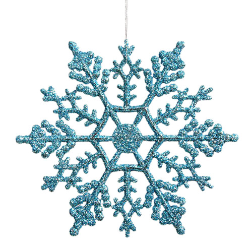 24pcs Glitter White Snowflake Ornaments with Rope