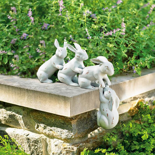 White Rabbit Figurines Set of 4 Resin