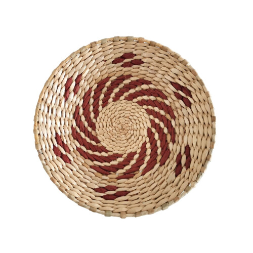 Boho Rattan Wall Basket – Handmade Flat Round Wicker Decor