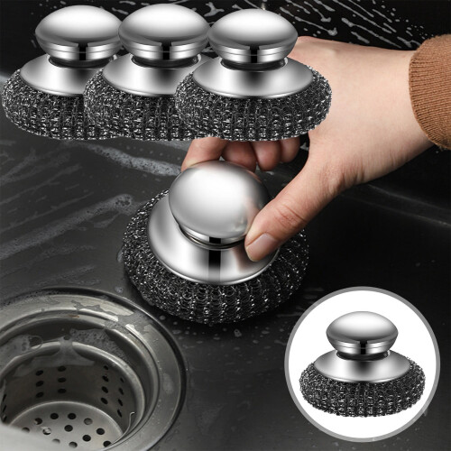 Stainless Steel Wool Pad with Handle3-Pack