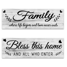 2 Chomhartha Adhmaid Maisiúcháin Ealaíne Balla 'Bless This Home'