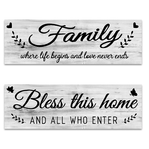 2 træskilte 'Bless This Home' vægdekoration