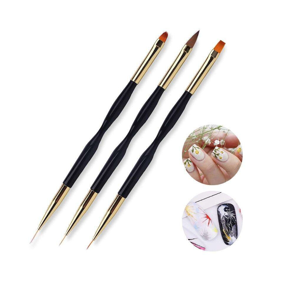 Black Friday 3Pcs Acrylic/Uv Brushes Nails - Twist - Gold_black/Black_surprise Gift