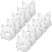 Black Friday: 10 Katzenmasken zum Bemalen, Tiermasken für Verkleidungen, weiße Masken zum Selbermachen, Halbmasken für Maskenbälle, Halloween, c