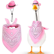 Western Cowboy Porch Goose Costumes compatible 23"/17\'\' Lawn Cement Goose Statue Clothing Cowboy Hat with Bandana Scarf compatible Garden Decoratio