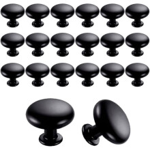 Black Friday 20 pcs solid door handles with one hole, drawer handles 30 mm, vintage cabinet handles compatible drawers, cabinets (black)_Surprise Gif