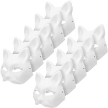 Black Friday 10 Cat Masks to Paint - DIY White Masks compatible Masquerade and Halloween_white/White_Surprise Gift