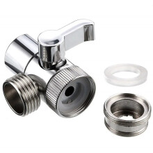 Kitchen Faucet - Diverter Valve compatible Faucet / T-Connector with Valve - 3-way_Silver/silver_Surprise Gift