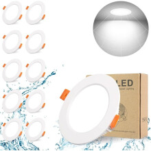 Black Friday 10-pack Recessed LED Spotlight, 5W 500LM, Cool White 6000K, IP44, Round Ceiling Light compatible Bathroom, Kitchen, Bedroom, AC220-240V_