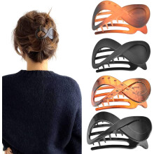 Black Friday 4pcs Matte French Style Hair Clips, Large Acrylic Hair Clips, Non-Slip Hair Clips, Thick Hair, Flat Hair Clips, Grip Hair Clips, Banana
