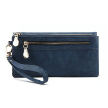 Wallet stylish navy blue with gold zipper_Surprise Gift