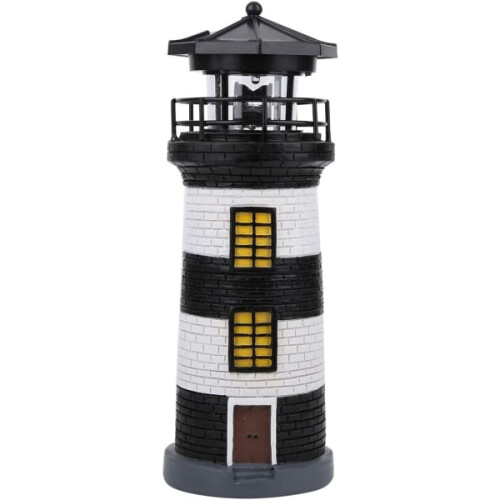 Black Friday Solar Lighthouse, LED Solar Lighthouse Statue Rotating_Surprise Gift