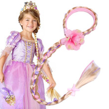 Parrucca da principessa con capelli lunghi, lunga 74 cm, con trecce, adatta per cosplay, accessori per travestimenti da principessa per ragazze (fasc