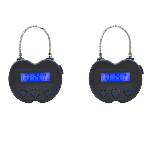 2x Smart Time Lock LCD Display Time Lock USB Rechargeable Temporary Timer Padlock Travel Electronics_Surprise Gift