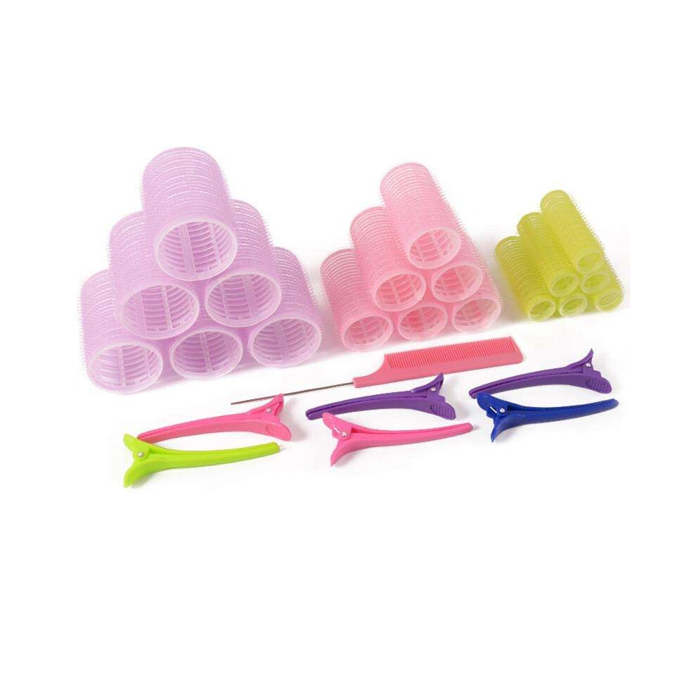 Black Friday 25-pack Hair rollers, Clips, Comb w. divider, Hair rollers, curlers_multicolor/multicolor_Surprise Gift