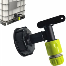 1000L Plastic Tank Faucet with Garden Hose Connector, IBC Tank Faucet Adapter, 3/4 Inch Thread Connection compatible Rainwater Collector, Fuel Tank_S