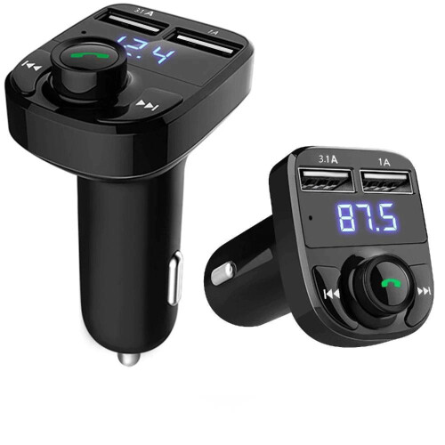 Bluetooth-FM-Transmitter & Autoladegerät – USB-Ladegerät_Schwarz_Überraschungsgeschenk