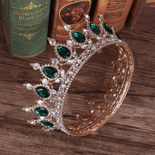 Queen Crown Rhinestone Wedding Crowns and Tiaras compatible Women Costume Party Hair Accessories Princess Birthday Crown Crystal Bridal Crown, Gold &