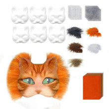 DIY Therian Masken-Set, Katzen- und Fuchsgesichtskissen mit Fell, Halloween-Rollenspiel-Requisiten, kompatibel mit Maskenball, Karneval, Cosplay-Part