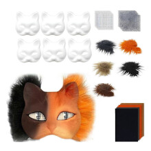 DIY Therian Masken-Set, Katzen- und Fuchsgesichtskissen mit Fell, Halloween-Rollenspiel-Requisiten, kompatibel mit Maskenball, Karneval, Cosplay-Part