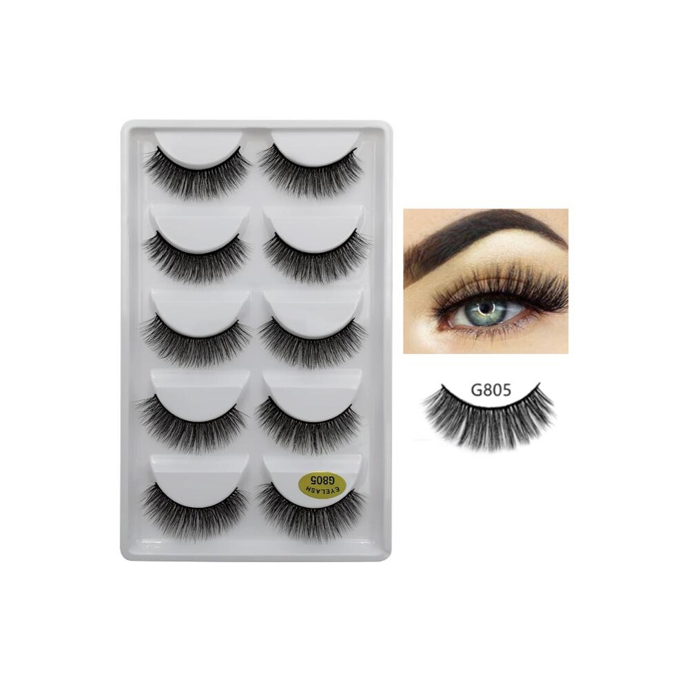 Black Friday 5-pair false eyelashes - 3D faux mink - G805 - False eyelashes_black/Black_Surprise Gift