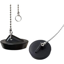Sink stopper, 2-pack 40 mm rubber drain stopper with hanging ring and 40 cm ball chains black_Surprise Gift