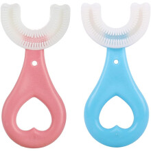 Black Friday Set of 2 U-shaped toothbrushes compatible children, silicone bristles massage the gums, all-round cleaning, manual_Surprise Gift