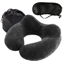 Travel Kit 3-in-1 - Inflatable Neck Pillow & Sleeping Mask_Black_Surprise Gift