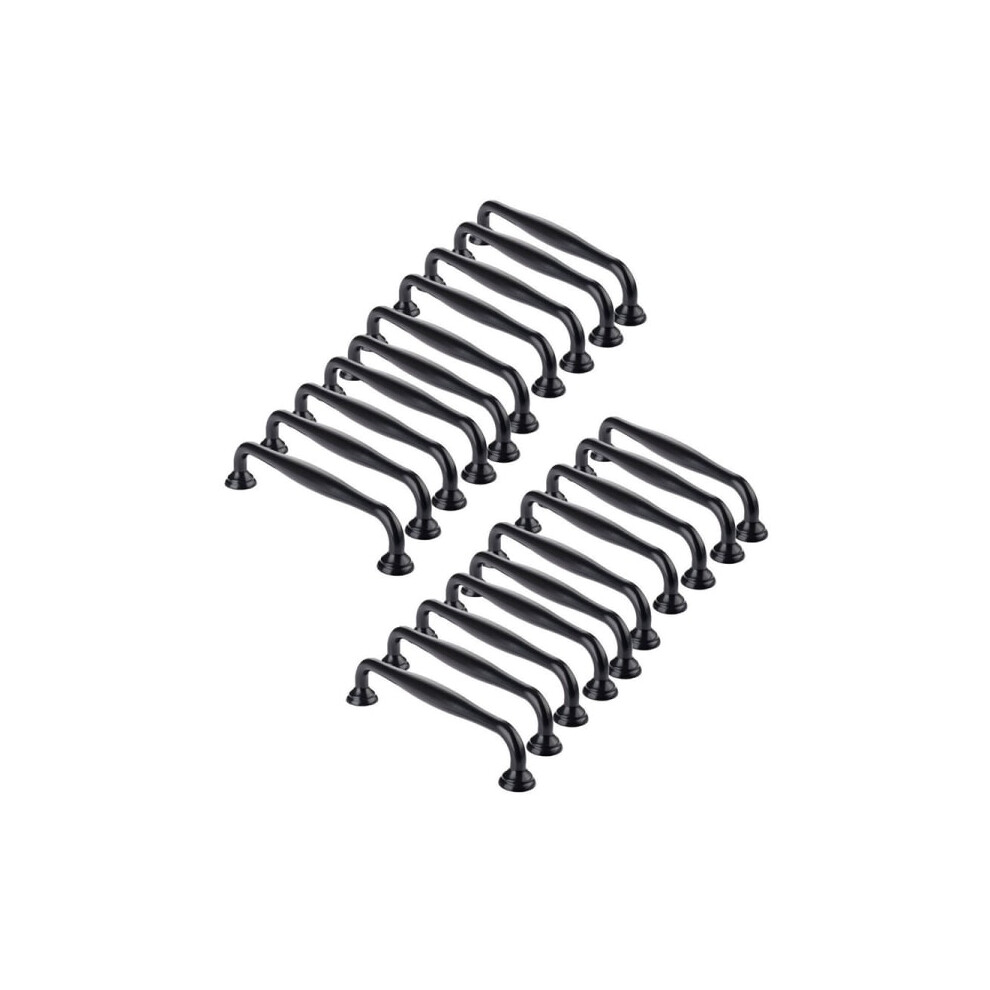 20 Black Door Handles, Kitchen Cabinets, Drawers, Bedroom Pulls Center Distance 96Mm (20-Tube Model -96 Hole Distance) White_surprise Gift 6902344824608