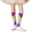 Upgrades Elastic Children Socks Rainbow Colored Stripes-Purple 1