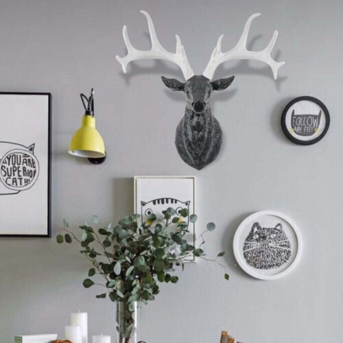 3D Stag Head Wall Sculpture in Black Resin 1