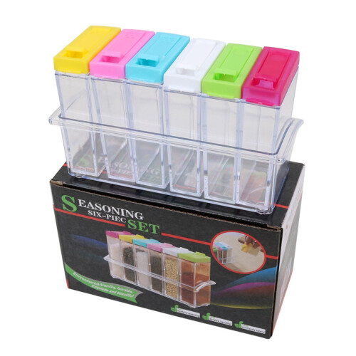 6-Compartment Clear Plastic Spice Rack with Handle 1
